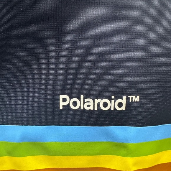 Polaroid Classic Factory Jacket Full Zip Navy Rainbow Stripe Track Jacket Size S - Picture 4 of 9